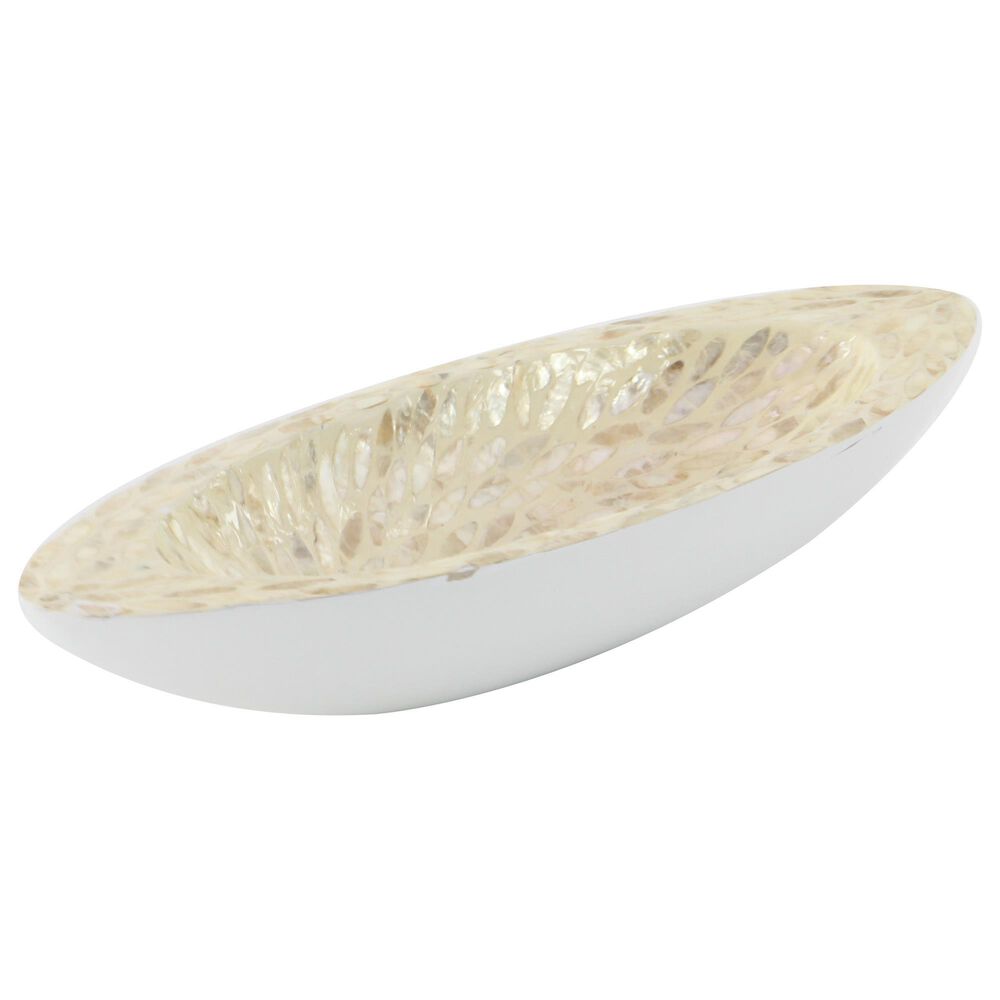 Maple and Jade 21" Shell Bowl in White, , large