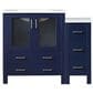 Lexora Home Volez 42" Single Bathroom Vanity in Navy Blue with 2 cm White Ceramic Top, Rectangular Sink and Side Cabinet, , large