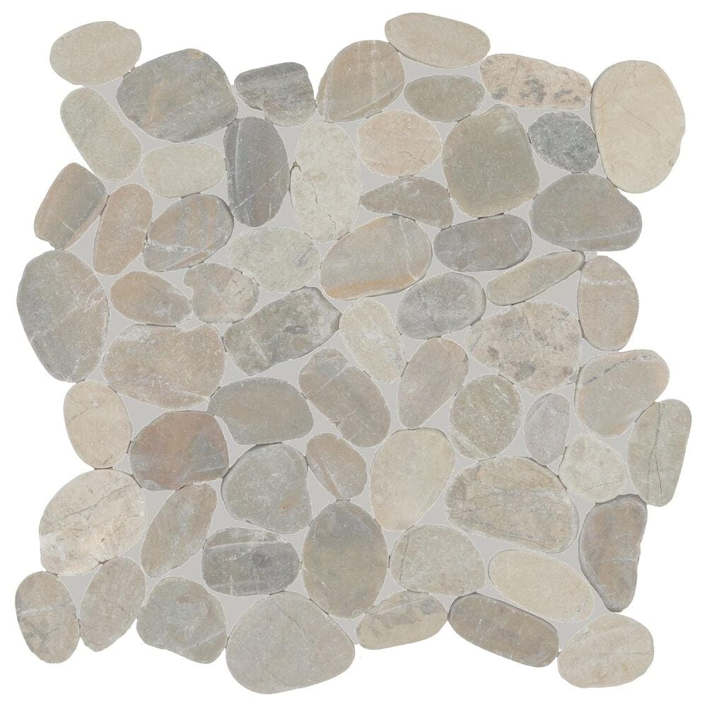 Dal-Tile Pebble Oasis Coal 12" x 12" Flat Natural Stone Mosaic Sheet, , large