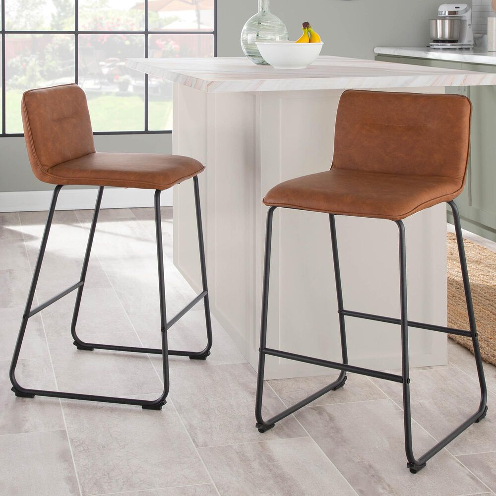 Lumisource Casper Counter Stool in Camel/Black &#40;Set of 2&#41;, , large