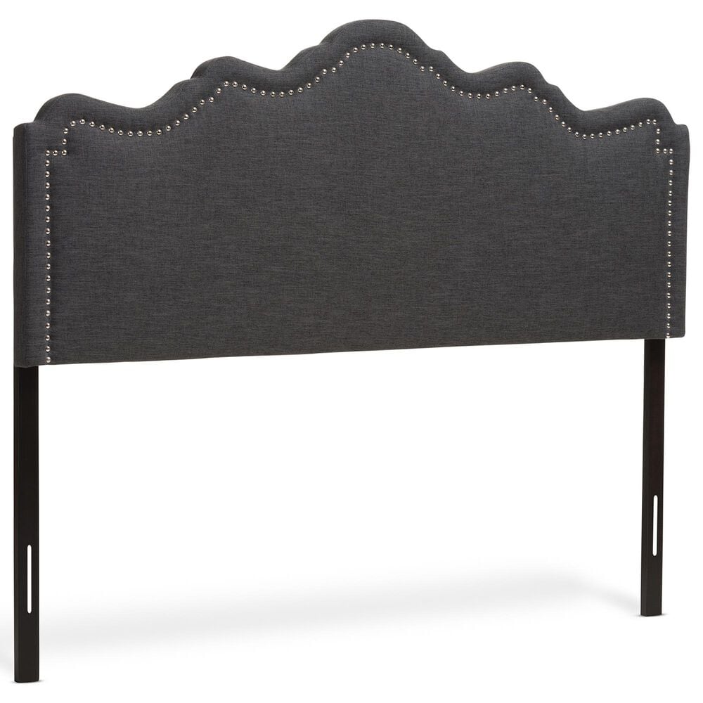 Baxton Studio Nadeen Queen Upholstered Headboard in Dark Grey, , large