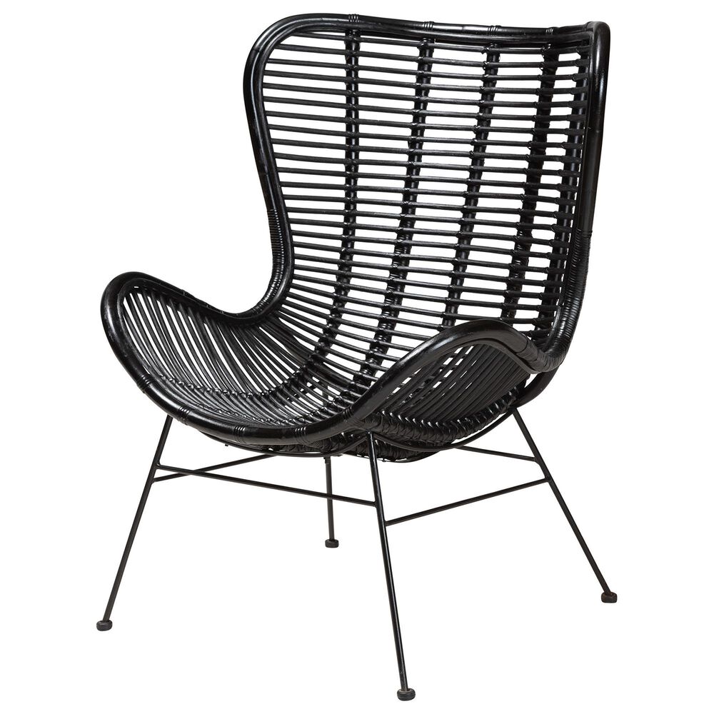 Baxton Studio Colorado Rattan Accent Chair in Black, , large
