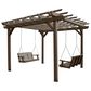 Highwood USA Bodhi 12" x 12" Pergola with 2 Weatherly 4" Porch Swings in Weathered Acorn, , large