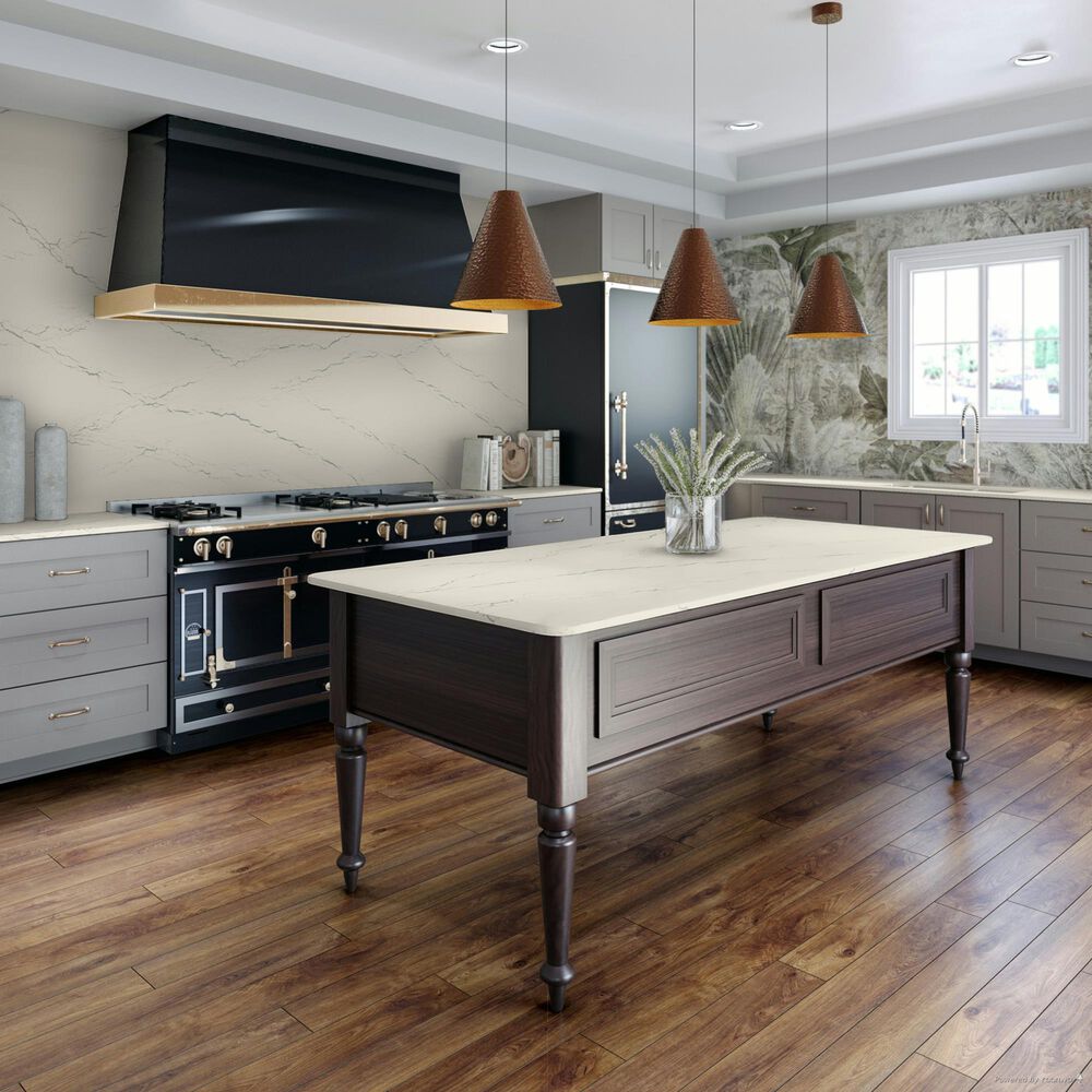 Cambria Luxury Abbey 3cm Quartz Countertop in White and Gray, , large