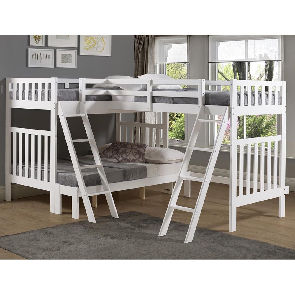 Bolton Furniture Aurora Twin over Full Bunk Bed with Tri-Bunk Extension in White, , large