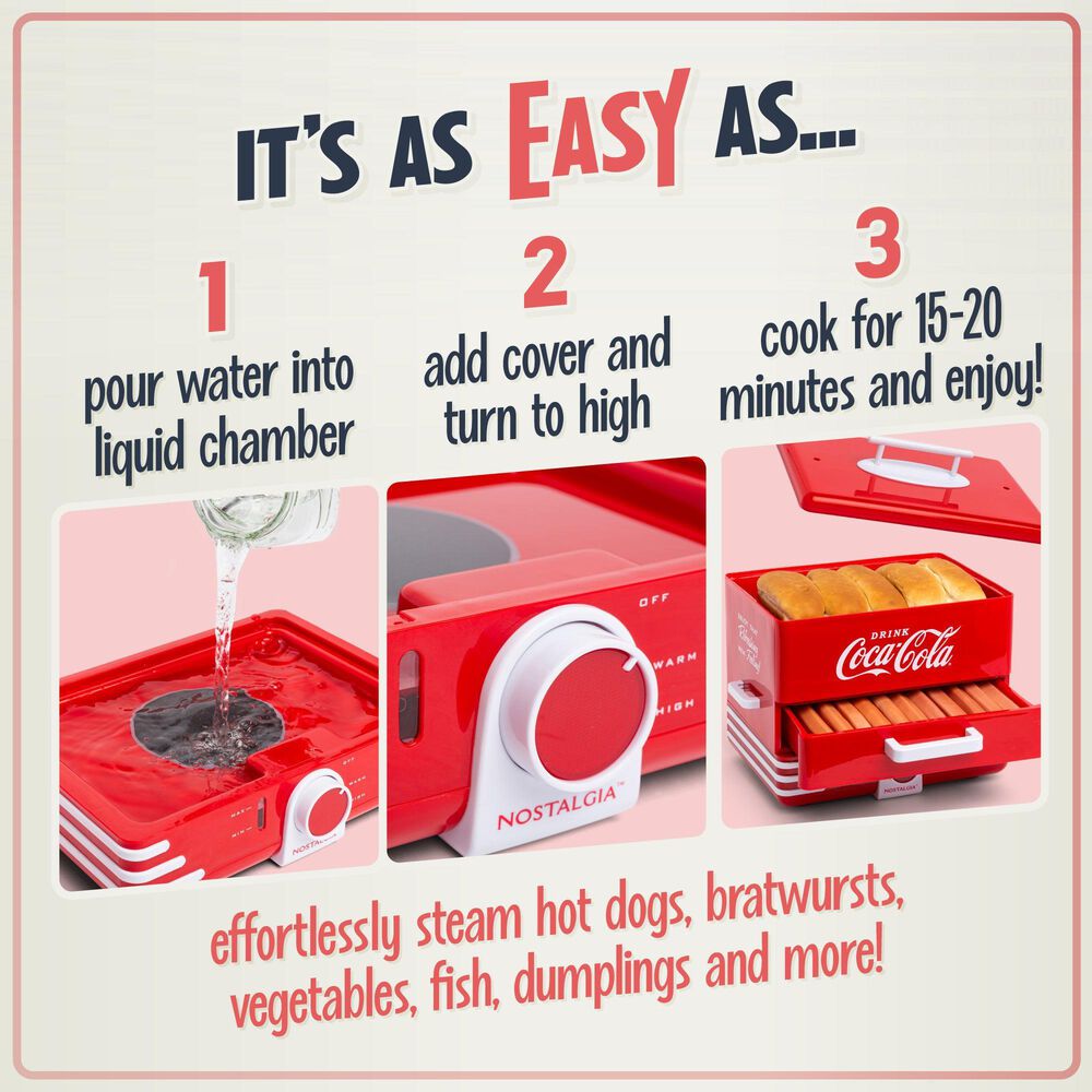 Nostalgia Electrics Coca-Cola Large Hot Dog Steamer in Red, , large