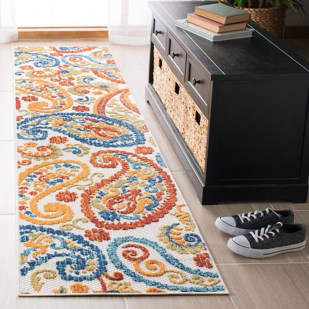 Safavieh Cabana 2&#39; x 8&#39; Cream and Navy Indoor/Outdoor Area Performance Rug, , large