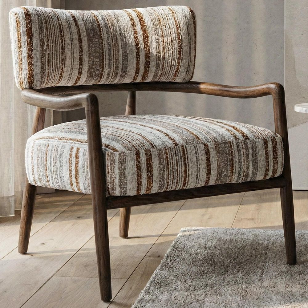 Furniture of America Premier Accent Chair in Malted Linen Stripe, , large