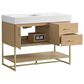 37B Mauri 42" Single Bathroom Vanity with Metal Base in Warm Oak with High-Profile 4" White Composite Stone Top, , large