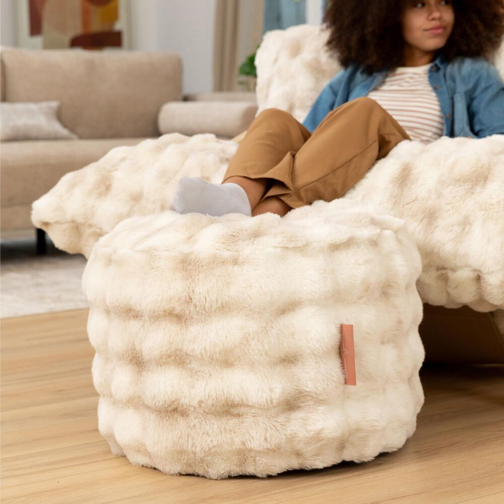 Jaxx Raven Round Accent Pouf in Phantom Cream, , large