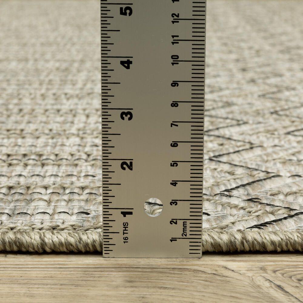 Oriental Weavers Tortuga TR09A 1&#39;10&quot; x 7&#39;6&quot; Beige and Black Runner, , large