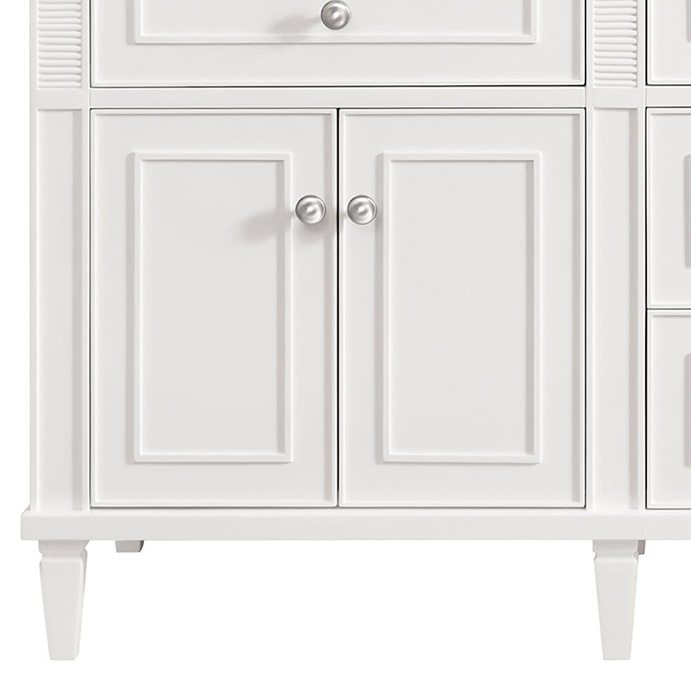 James Martin Vanities Lorelai 72&quot; Double Vanity in Bright White with Single Hole 3 cm White Zeus Quartz Top &amp; Backsplash, , large
