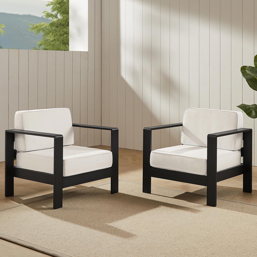 Linon Home Decor Karah Patio Arm Chair in White (Set of 2), , large