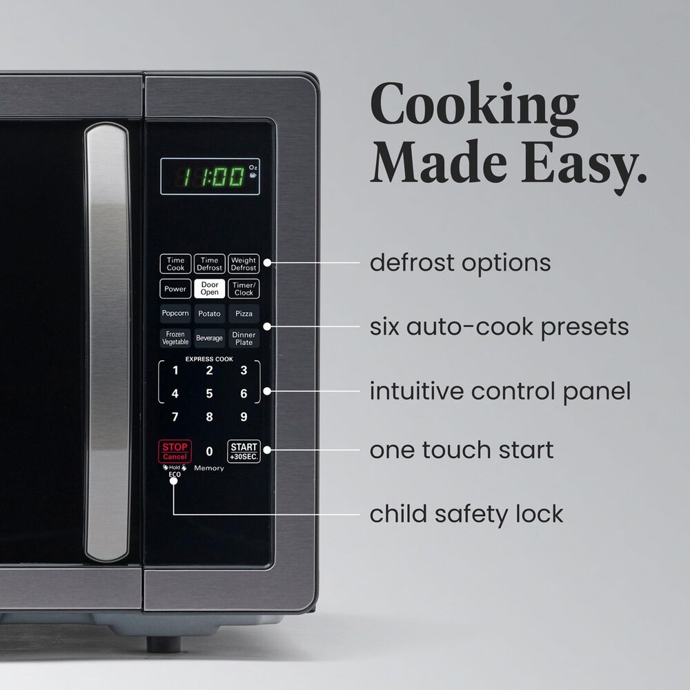 Faberware 1.1 Cu. Ft. Classic Microwave Oven in Black Stainless Steel, , large