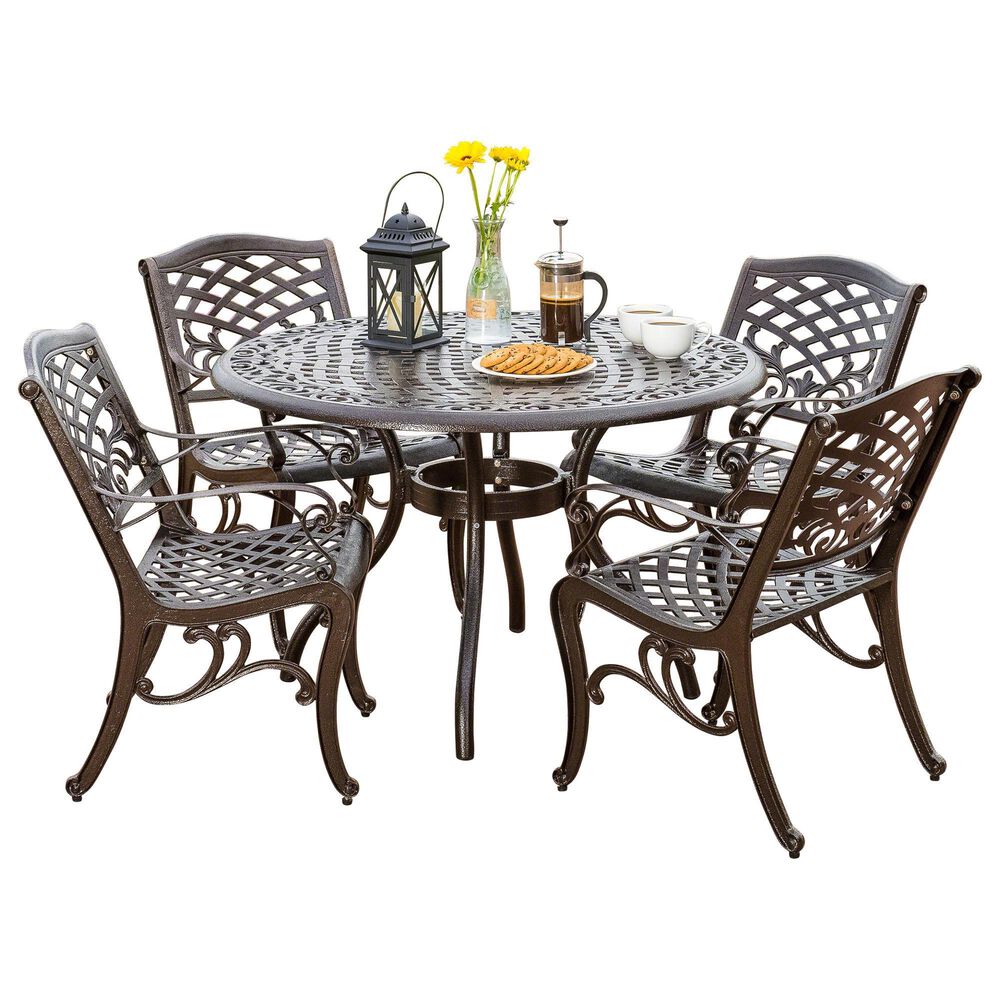 Hearth and Haven Chachere 5-Piece Outdoor Dining Set in Bronze, , large