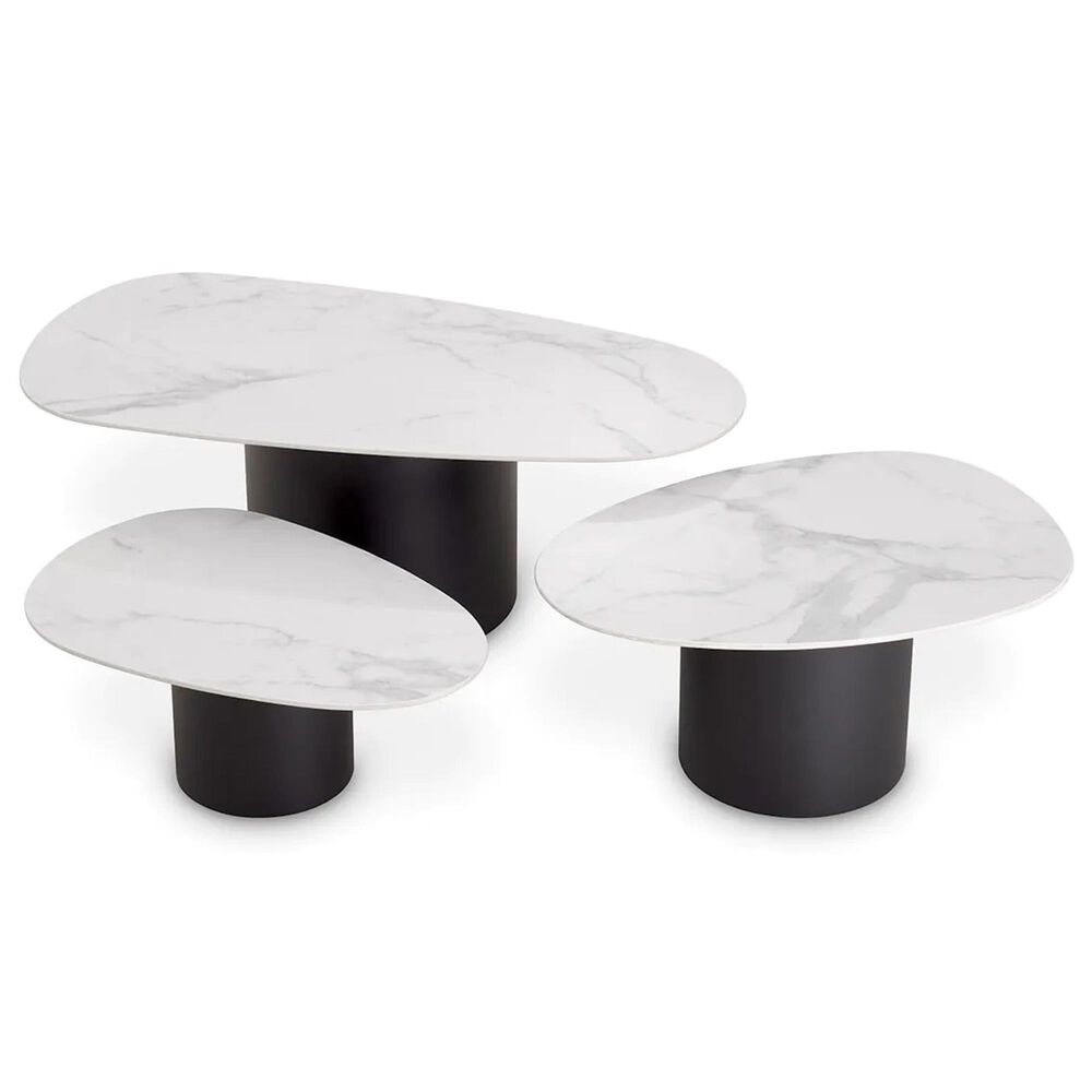 EICHHOLTZ Coffee Table Zane in Black and White &#40;Set of 3&#41;, , large
