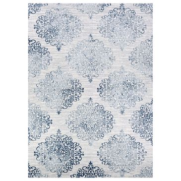 Couristan Calinda Montebello 6"6" x 9"6" Steel Blue and Ivory Area Rug, , large