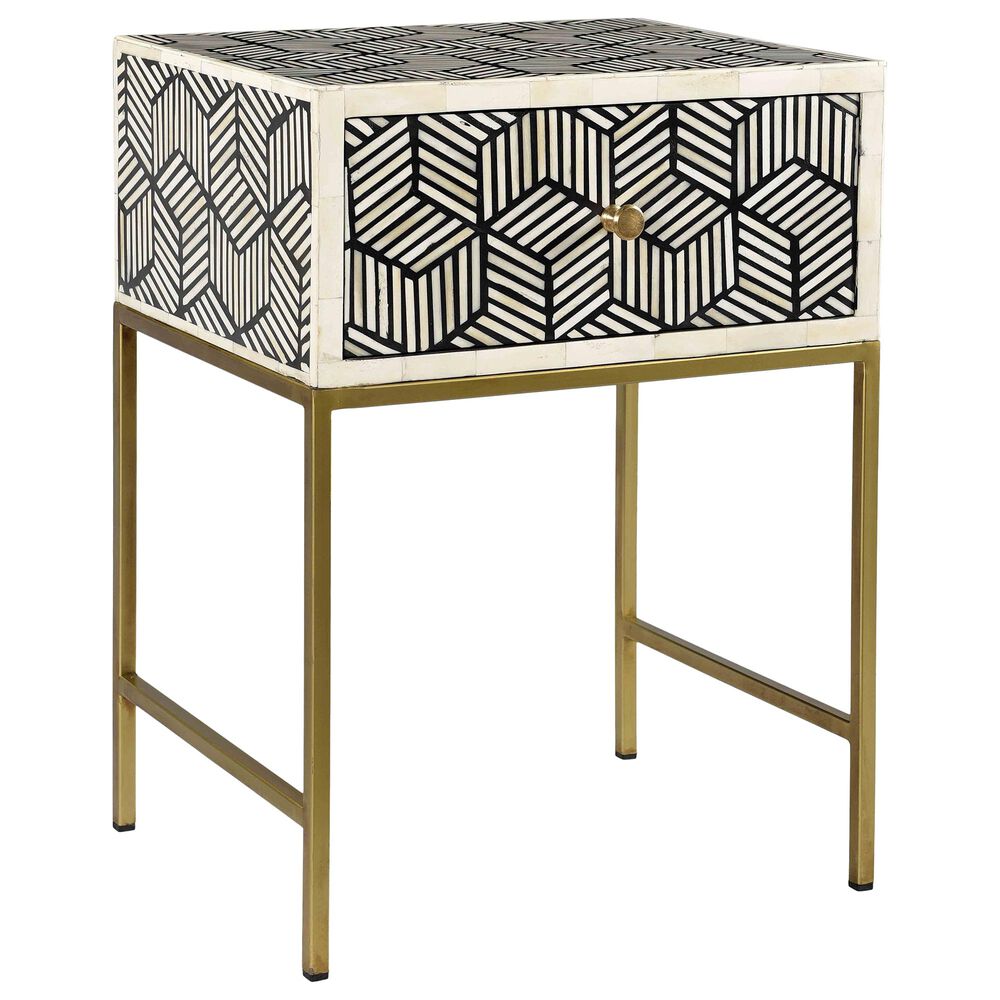 Tov Furniture Side Table in White/Black/Brass, , large