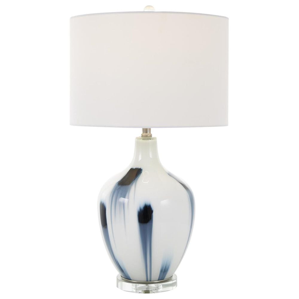 Maple and Jade Abstract Drip Splatter Table Lamp in White and Blue, , large