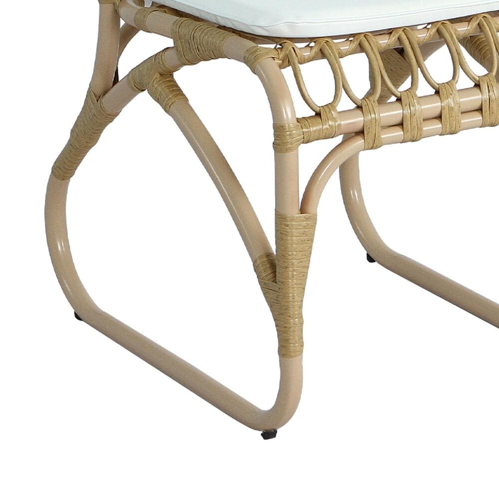 Hearth and Haven Outdoor PE Wicker Dining Chair with White Cushion in Natural &#40;Set of 2&#41;, , large
