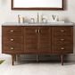 James Martin Vanities Amberly 60" Single Bathroom Vanity in Walnut with 3 cm Eternal Jasmine Pearl Quartz Top and Rectangular Sink, , large