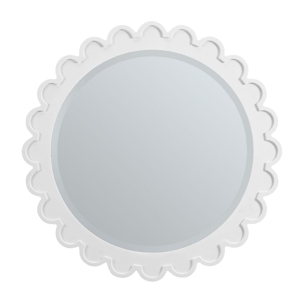 James Martin Vanities Adelese 32" Scalloped Round Mirror in Bright White, , large