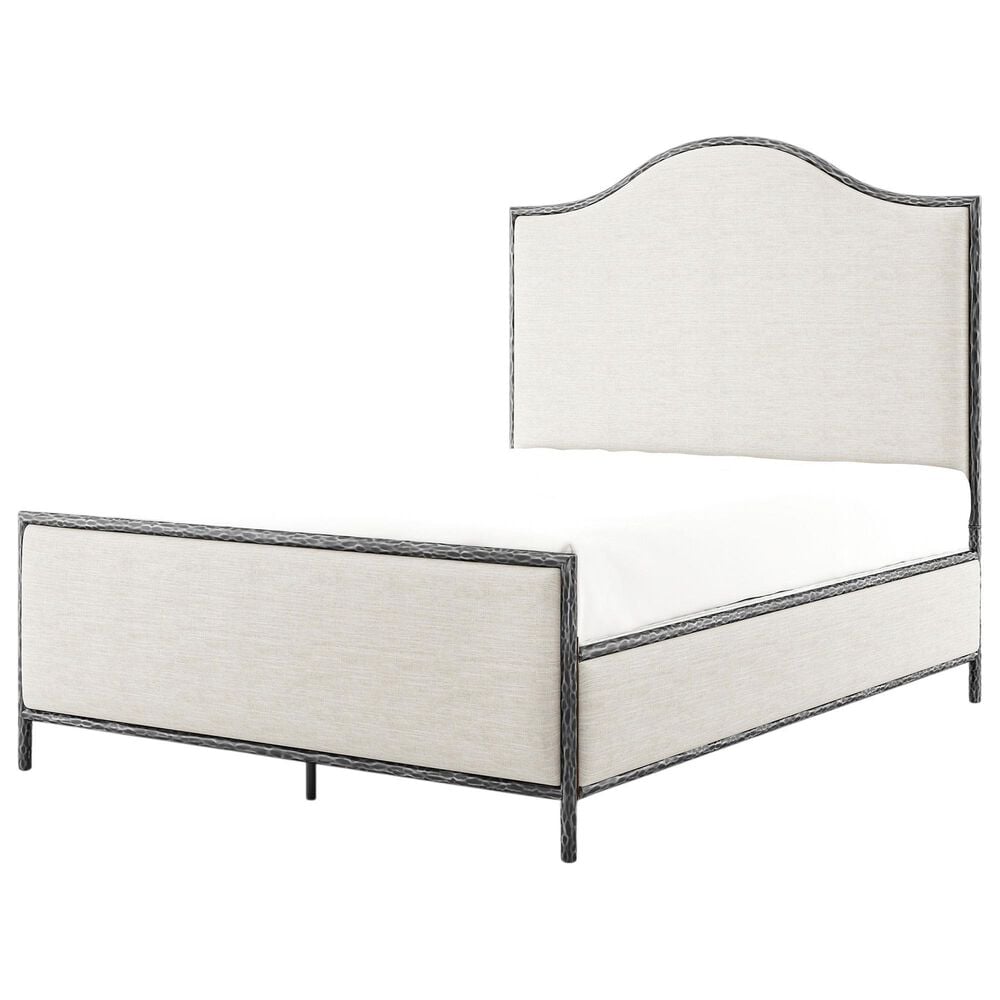 Furniture of America Lalia Queen Upholstered Panel Bed with Camelback Headboard in Matte Grey, , large