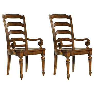 Hooker Furniture Tynecastle Ladderback Arm Chair in Chestnut (Set of 2), , large