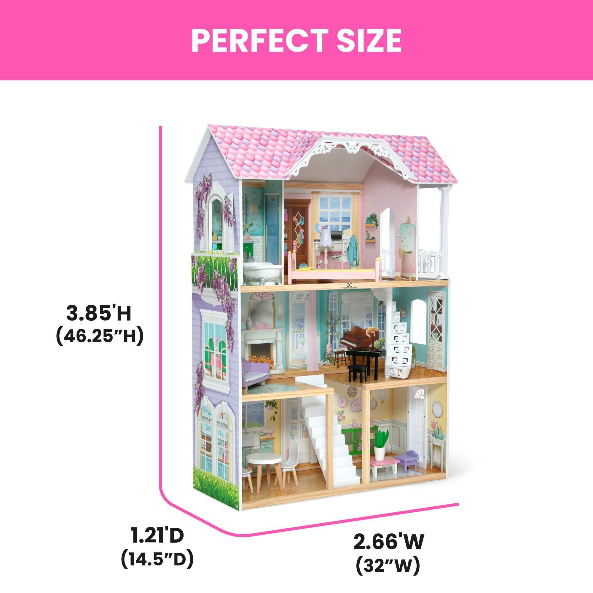Delta Children Mysize Dollhouse with Large 3-Story and 7 Rooms