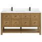 James Martin Vanities Breckenridge 60" Double Bathroom Vanity in Light Natural Oak with Single Hole 3 cm White Zeus Quartz Top and Rectangular Sinks, , large