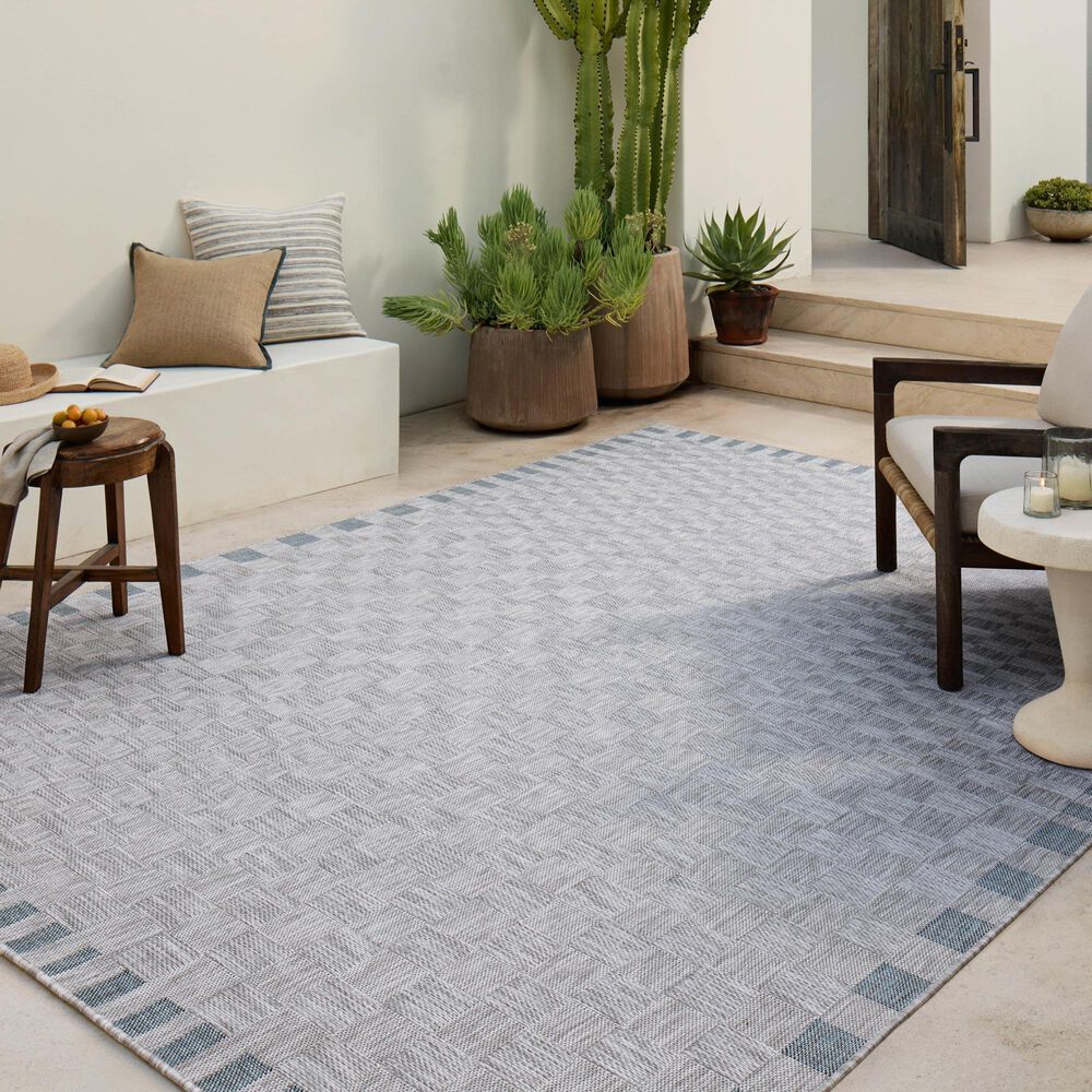 Amber Lewis x Loloi Topanga 7&#39;10&quot; x 10&#39; Silver and Blue Indoor/Outdoor Area Rug, , large