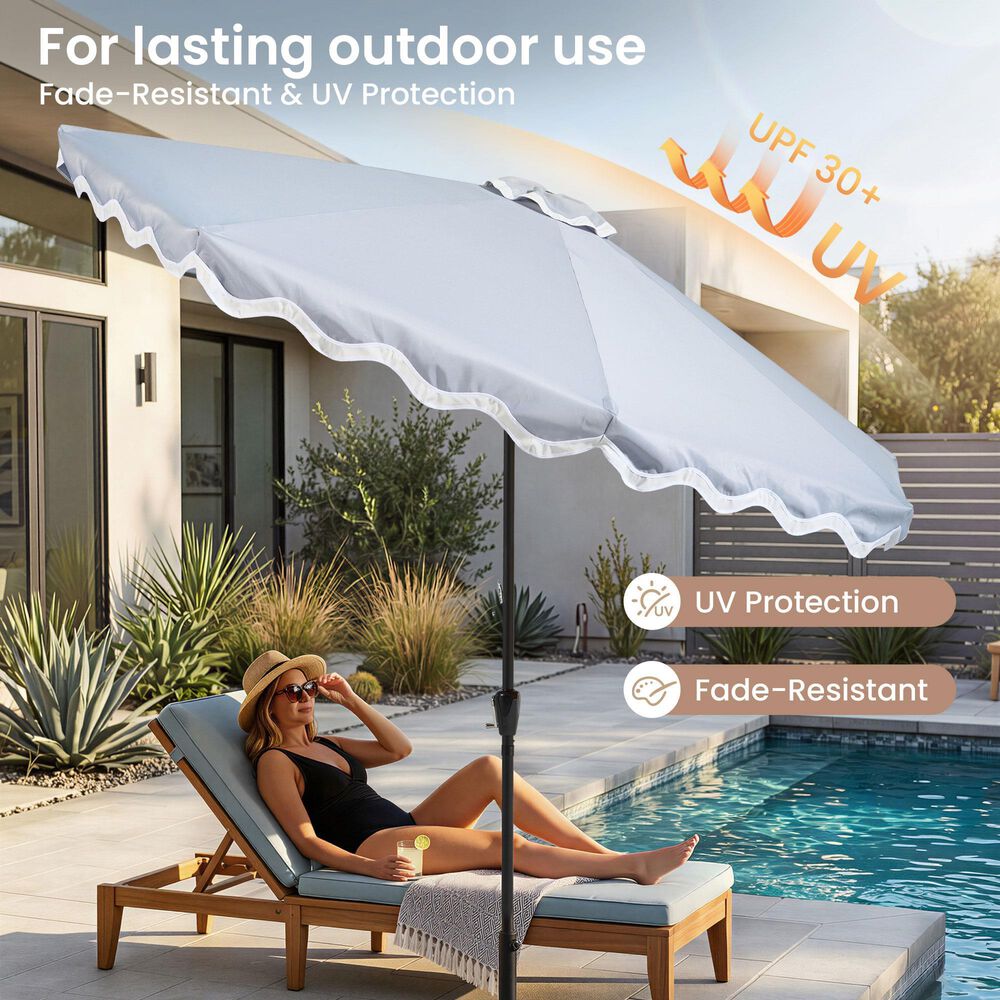 HOMLUX 10' Patio Umbrella with Lights in Gray, , large