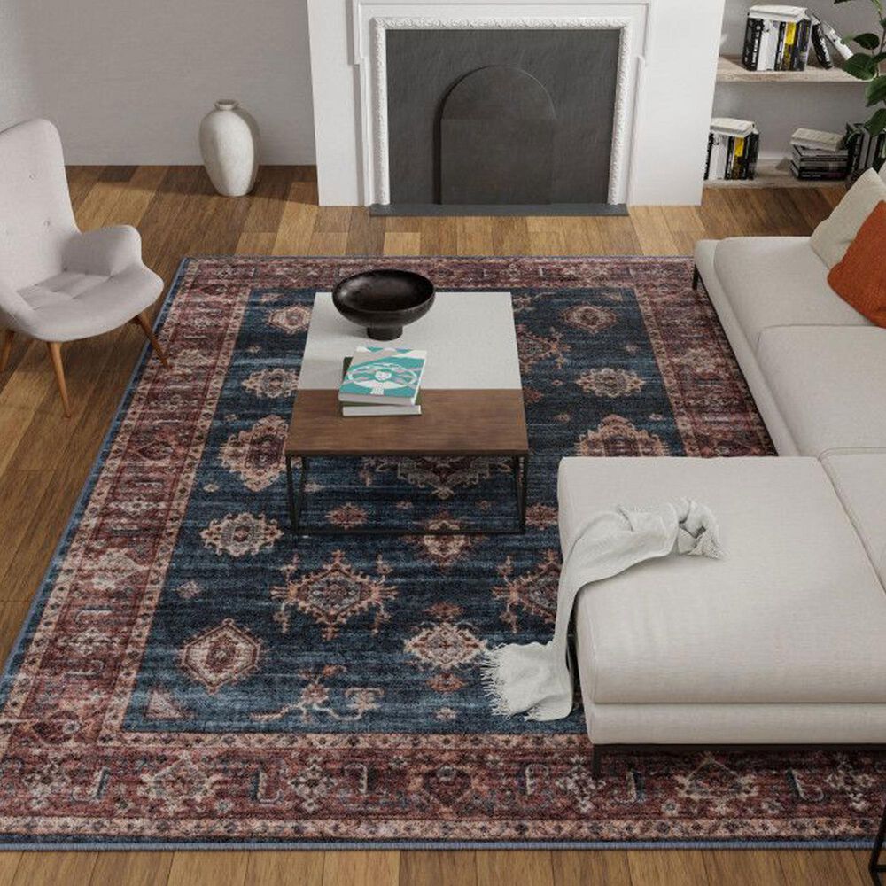 Central Oriental Rugease Velveteen Raquel Aerugo and Rust 7&#39;6&quot; x 9&#39;6&quot; Area Rug, , large