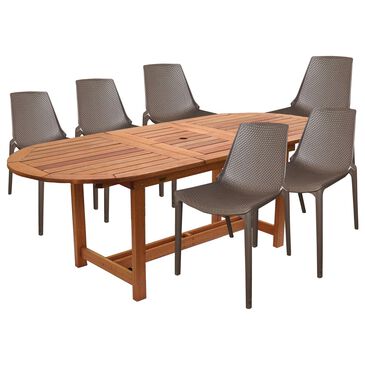Amazonia Valside 7-Piece Oval Patio Dining Set in Brown, , large