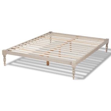 Baxton Studio Iseline King Platform Bed Frame in Antique White, , large