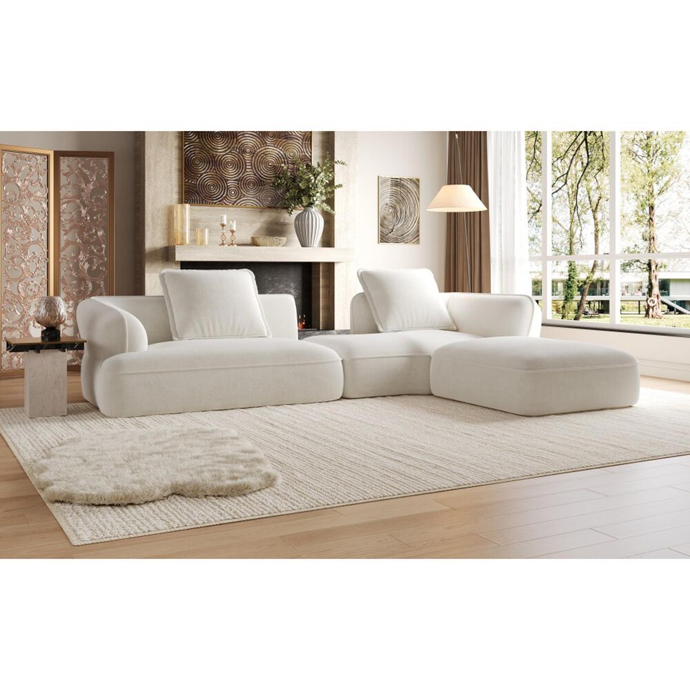 Hearth and Haven 2-Piece Right Facing L-Shaped Sectional Sofa with Pillow Back Cushions in White, , large