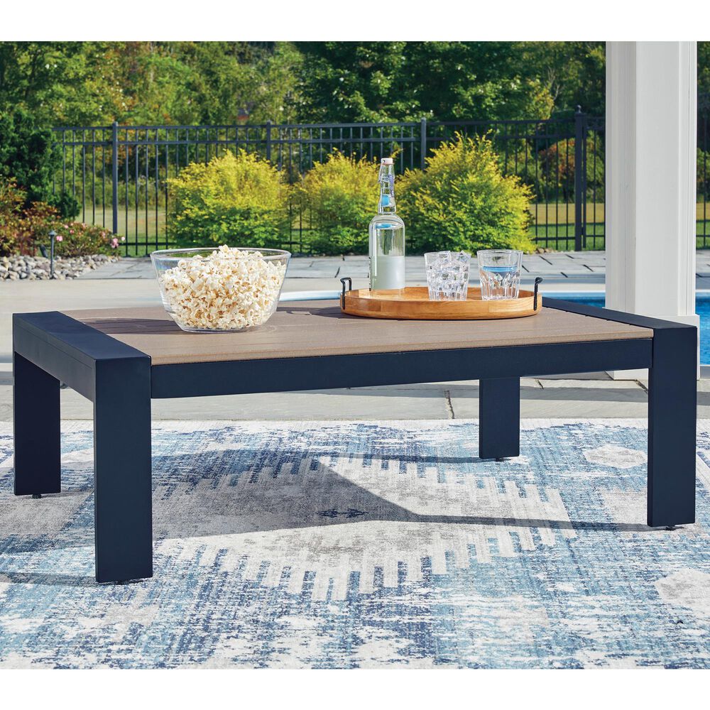 Ashley East Beach Rectangular Cocktail Table in Navy Blue and Driftwood, , large