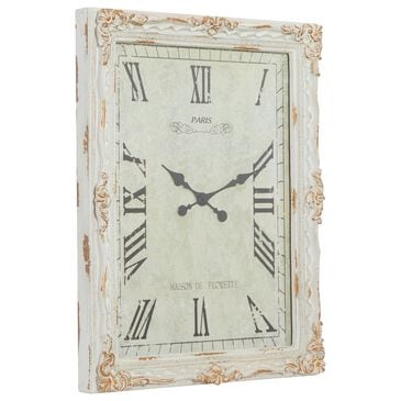 Maple and Jade 27" x 36" Wall Clock in Distressed White and Light Brown, , large