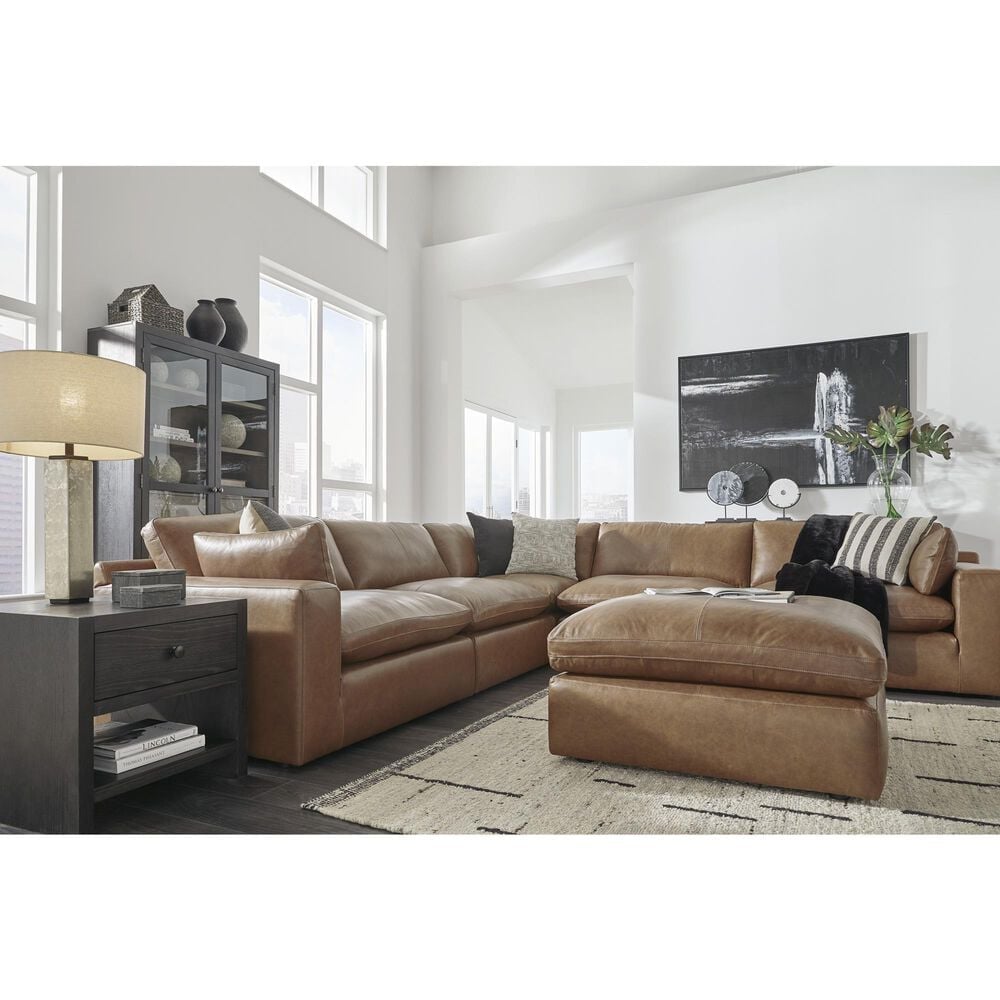 Ashley Emilia Oversized Accent Ottoman in Caramel, , large