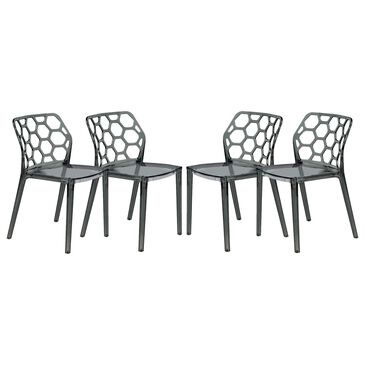 Leisuremod Dynamic Side Chair in Transparent Black (Set of 4), , large