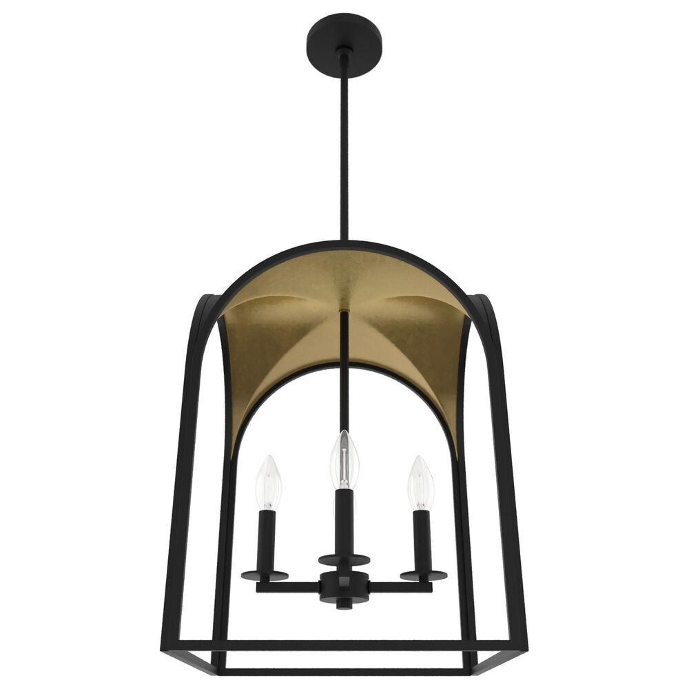 Hunter Dukestown 15" 4-Light Lantern Pendant in Natural Iron and Gold Leaf, , large