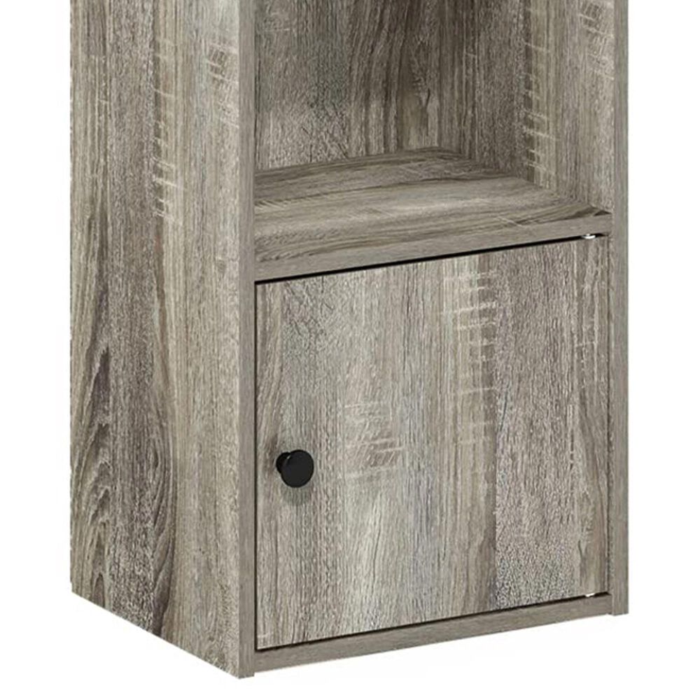 HOMLUX 5-Tier Shelf Bookcase with Door Storage Cabinet in French Oak, , large