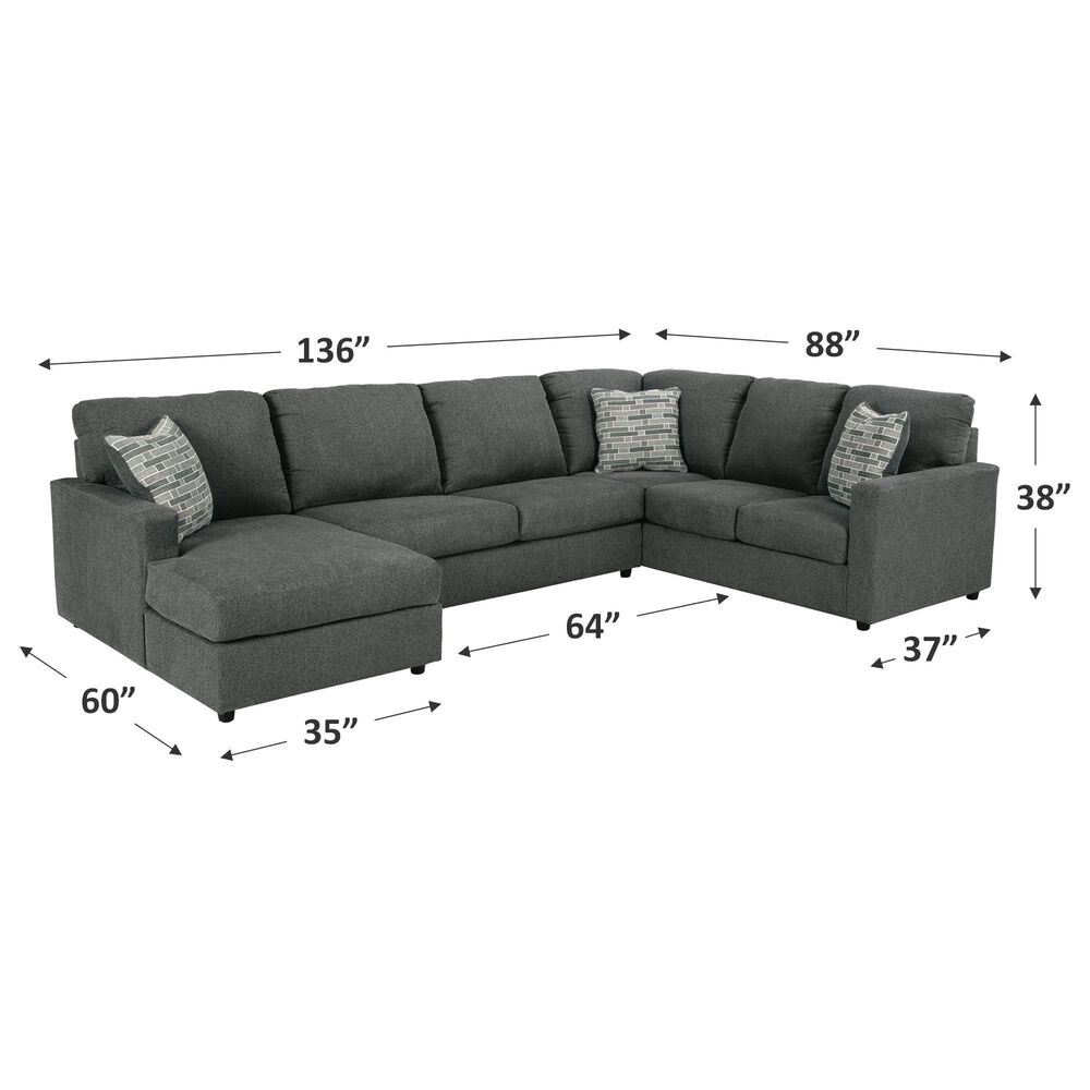 Ashley Edenfield 3-Piece Right Facing U-Shaped Sectional with Chaise in Charcoal, , large