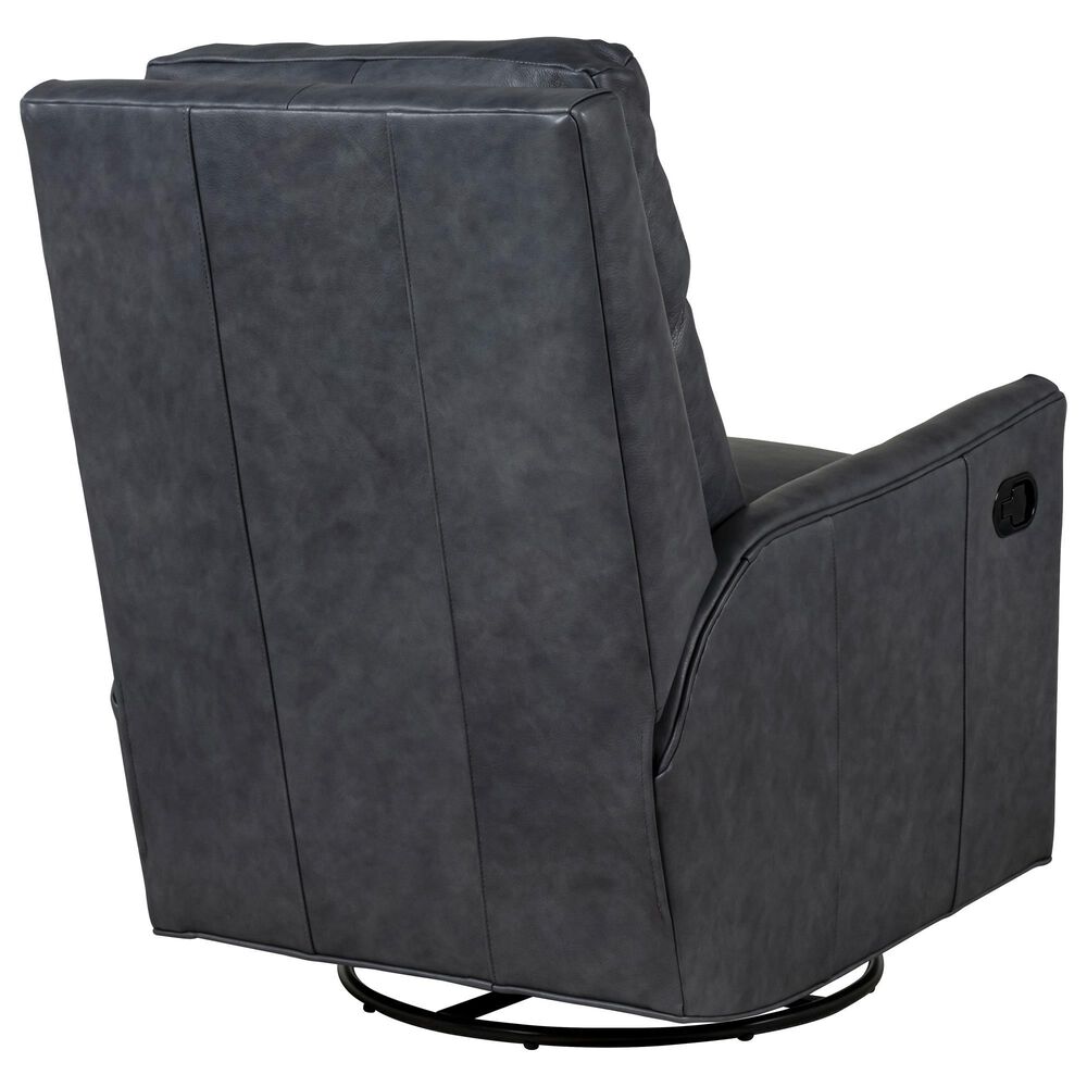 Bradington-Young Leather Swivel Glider Manual Recliner in Blue, , large