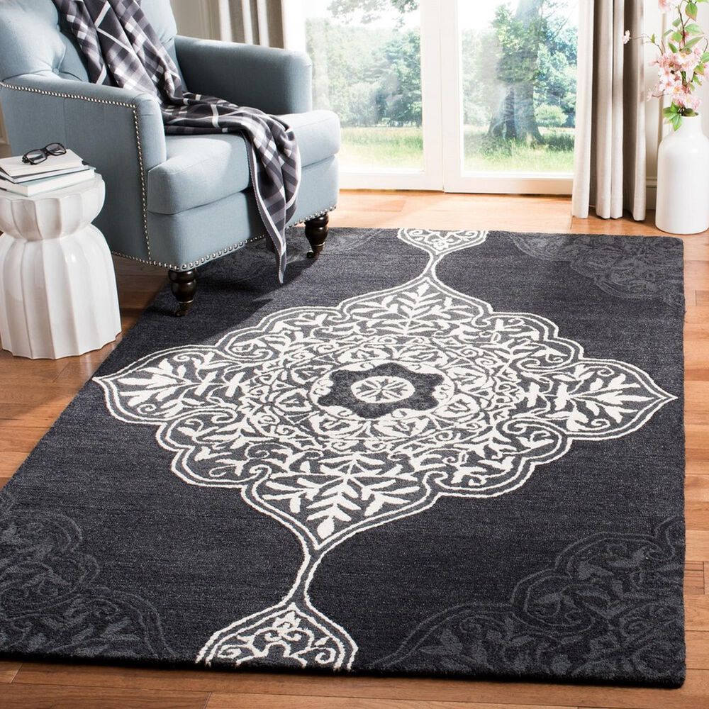 Safavieh Micro-Loop 4&#39; x 6&#39; Charcoal Area Rug, , large