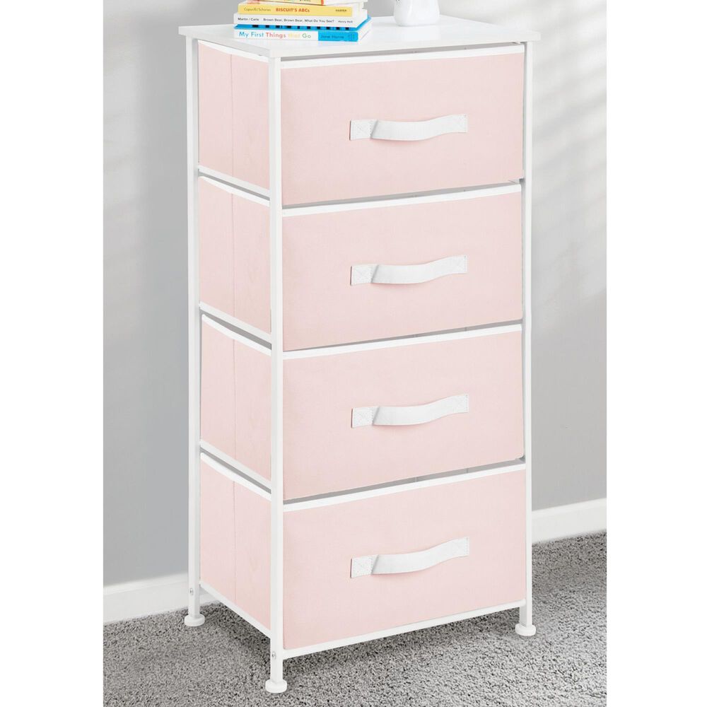 mDesign 4-Drawer Tall Dresser with Fabric Drawers in Pink, , large