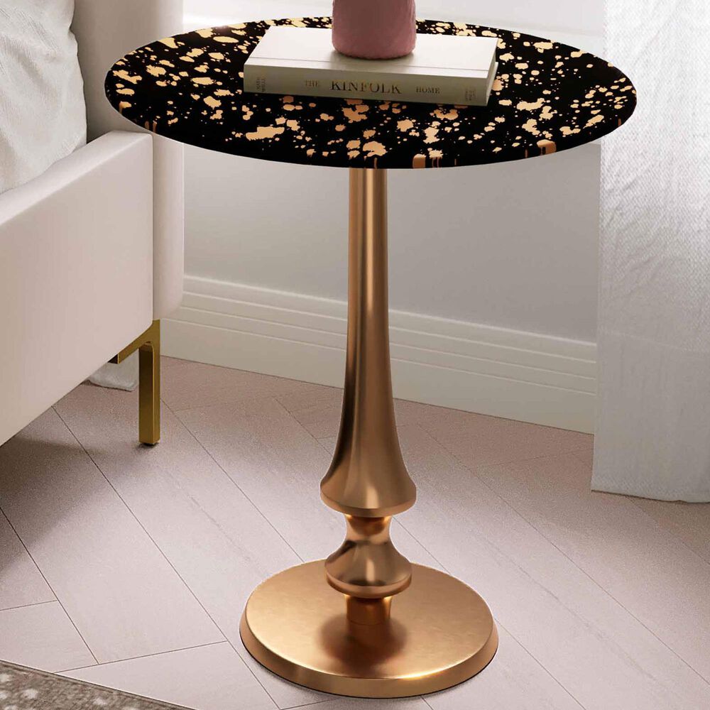 Tov Furniture Goathide Side Table in Black and Gold, , large