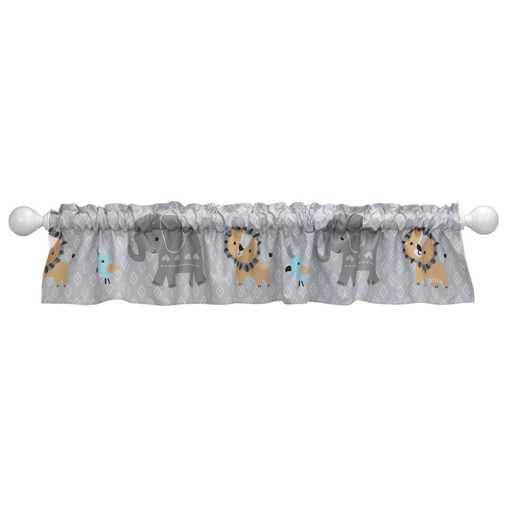 Lambs and Ivy Jungle Fun Window Valance in Gray and White, , large