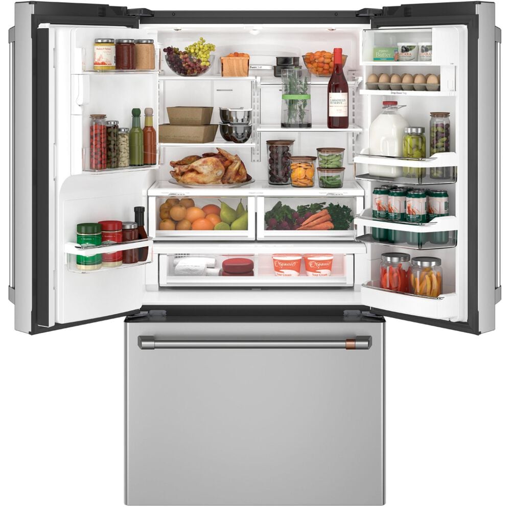 Cafe 22.2 Cu. Ft. Counter-Depth French Door Refrigerator with Hot Water Dispenser in Stainless Steel and Brushed Stainless Handles, , large