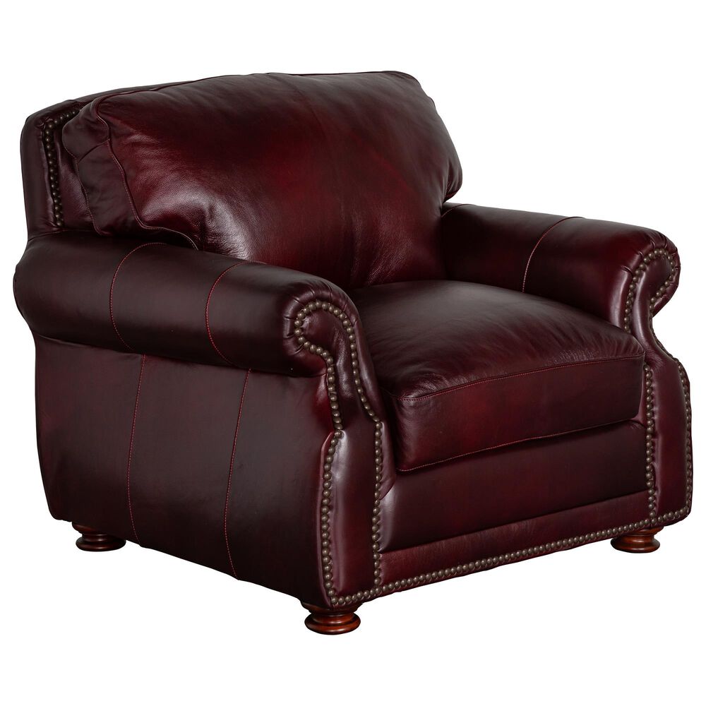 Marlowe Home Leather Accent Chair in Bordeaux, , large